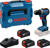 Bosch GSR18V-52 akku-boremaskinesæt med kuffert og batterier.